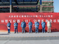 天津南港乙烯项目20万吨/年LAO装置环管反应器一次吊装成功
