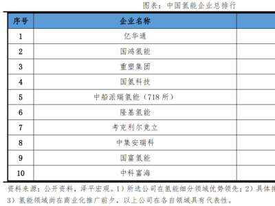 亿华通、718所、隆基氢能、国鸿氢能等谁是中国氢能企业老大？