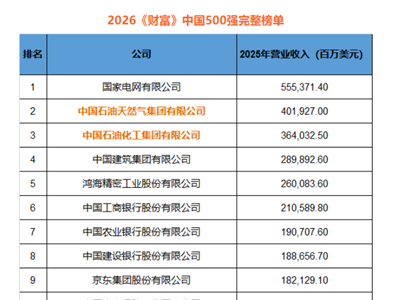 恒力、荣盛、盛虹、万华、金发、桐昆、宝丰能源、华鲁恒升等，上榜2026《财富》中国500强