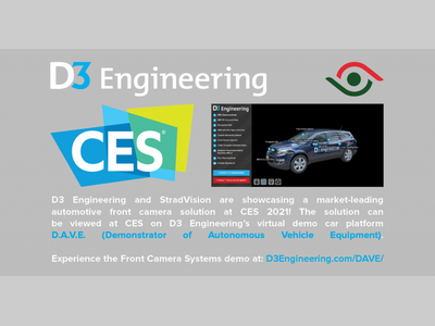 StradVision与D3 Engineering合作展示汽车前置摄像头解决方案