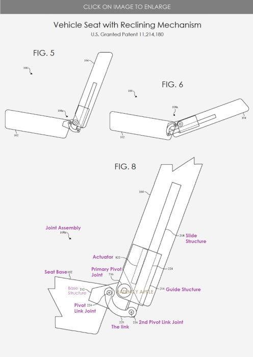 苹果公司获两项专利：未来主义多连杆车门铰链/带靠背机制的汽车座椅