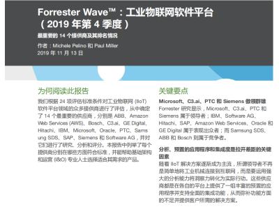 Forrester Wave™：工业物联网软件平台 （2019 年第4季度）