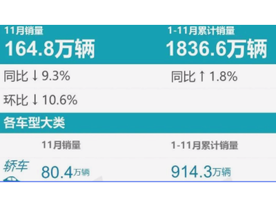 乘联会11月乘用车销量排名发布 年度销冠将易主