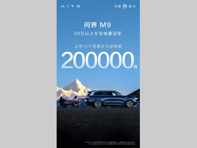 问界M9，大定突破20万辆