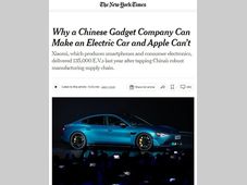 纽约时报：为什么小米能制造电动汽车，而苹果却做不到
