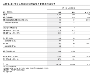 大陆集团2025年度开局稳健