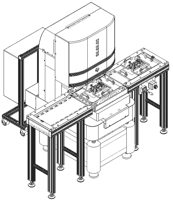 图1 配置双工位上下料装置以及定制测量工装，为客户量身打造半自动化测量单元