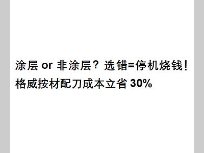 涂层or非涂层？选错=停机烧钱！格威按材配刀成本立省30%