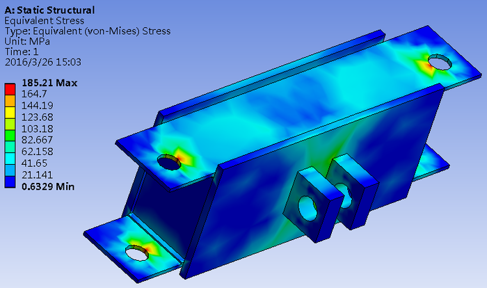图4 固定座应力云 图4 固定座应力云