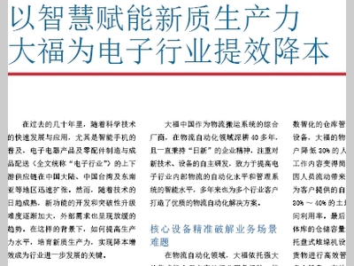 以智慧赋能新质生产力 大福为电子行业提效降本