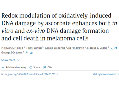 维生素C是这样抗癌的！会加速黑色素瘤细胞的DNA损伤和死亡