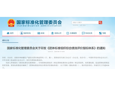《团体标准组织综合绩效评价指标体系》通知
