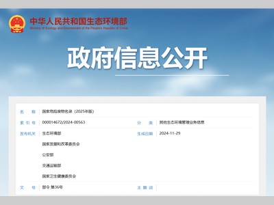 《国家危险废物名录（2025年版）》重磅发布！2025年1月1日起施行