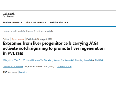 告别肝衰竭风险？Cell Death Dis研究证实：祖细胞外泌体携带“再生钥匙”JAG1，激活肝细胞增殖！