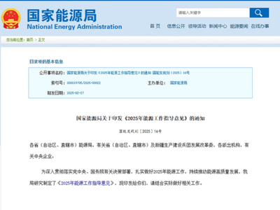 2025年能源工作指导意见：发展可再生能源制氢及可持续燃料产业
